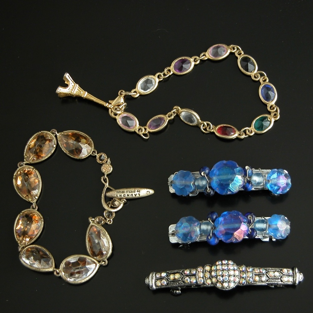 Laundry by Shelli Segal Jeweled Bracelet + French Barrettes